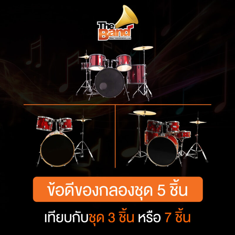 ข้อดีของกลองชุด 5 ชิ้น เทียบกับชุด 3 ชิ้น หรือ 7 ชิ้น